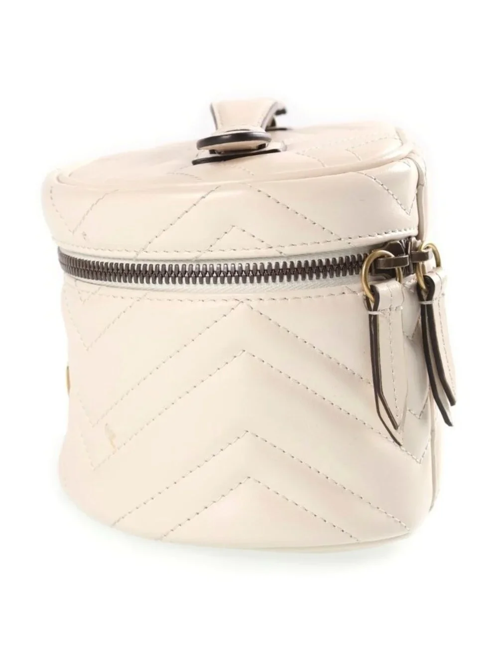 Gucci GG Marmont Vanity Pouch Case White Leather Gold